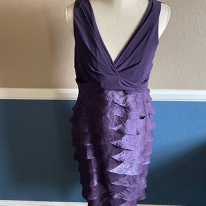 Dress Barn Purple Ruffled Sleeveless Cocktail Dress 12